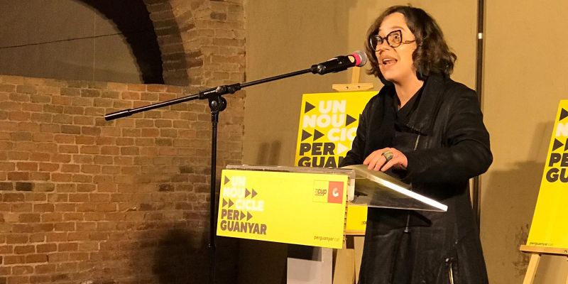 Eulàlia Reguant en l'acte de la CUP a Sant Cugat. FOTO: Ferran Mitjà
