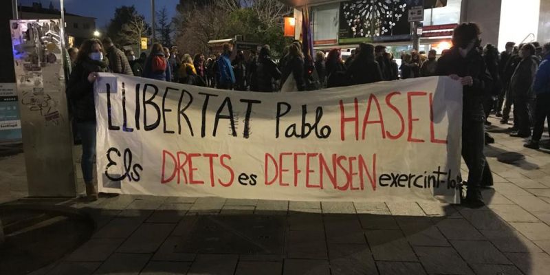 Manifestació de suport al raper català Pablo Hasél. FOTO: Nielo Ballart