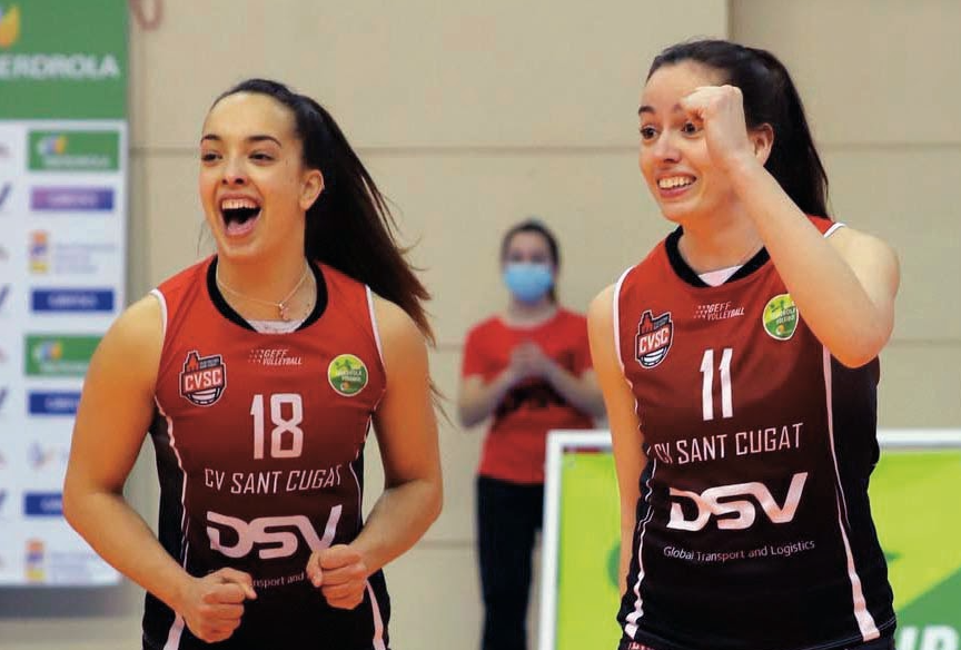Itziar López (esquerra) i Anna Newsome (dreta) del DSV Club Voleibol Sant Cugat. FOTO: Cedida