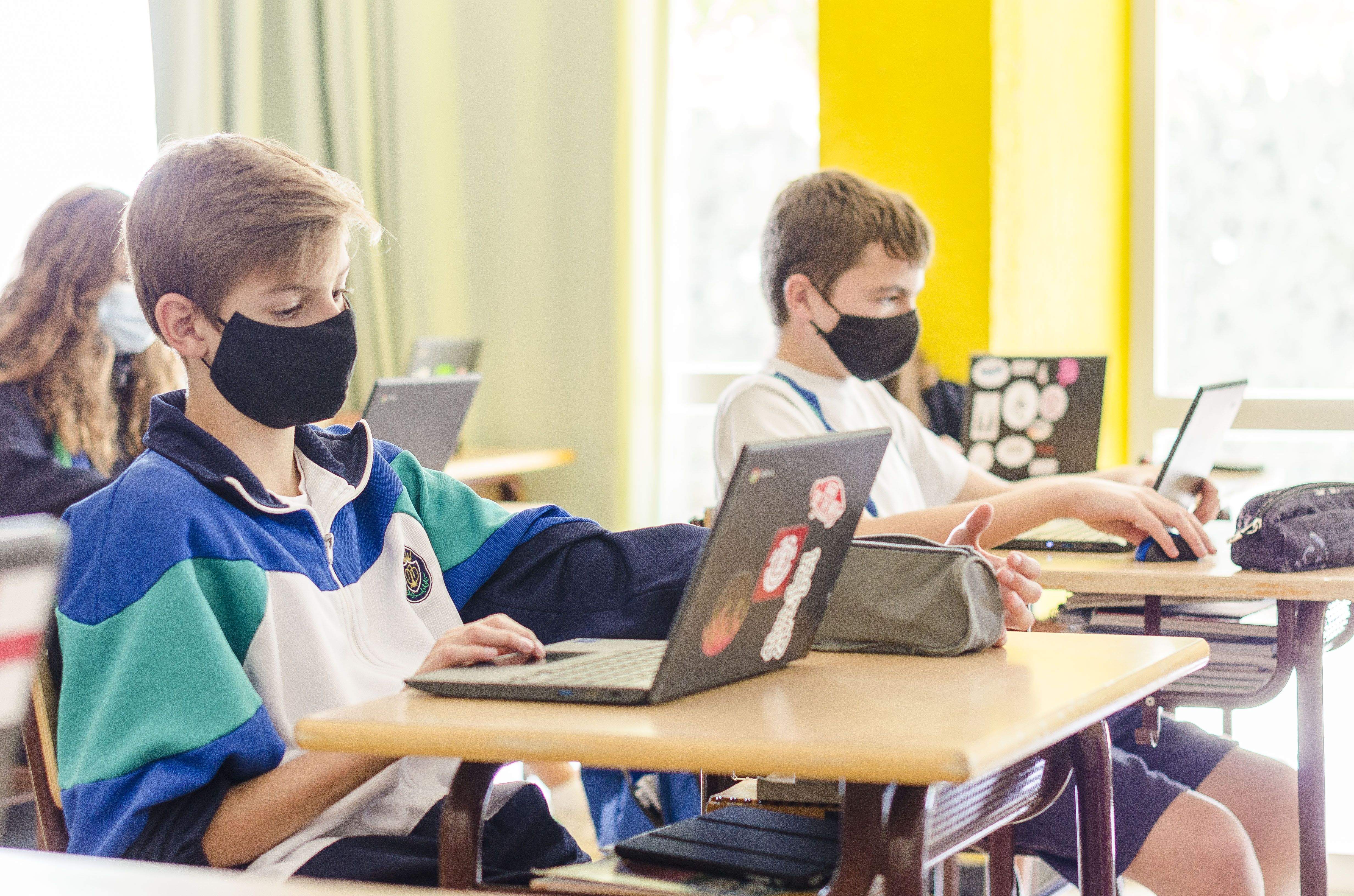 Classe del Col·legi Pureza de Maria durant la pandèmia del coronavirus. FOTO: Cedida