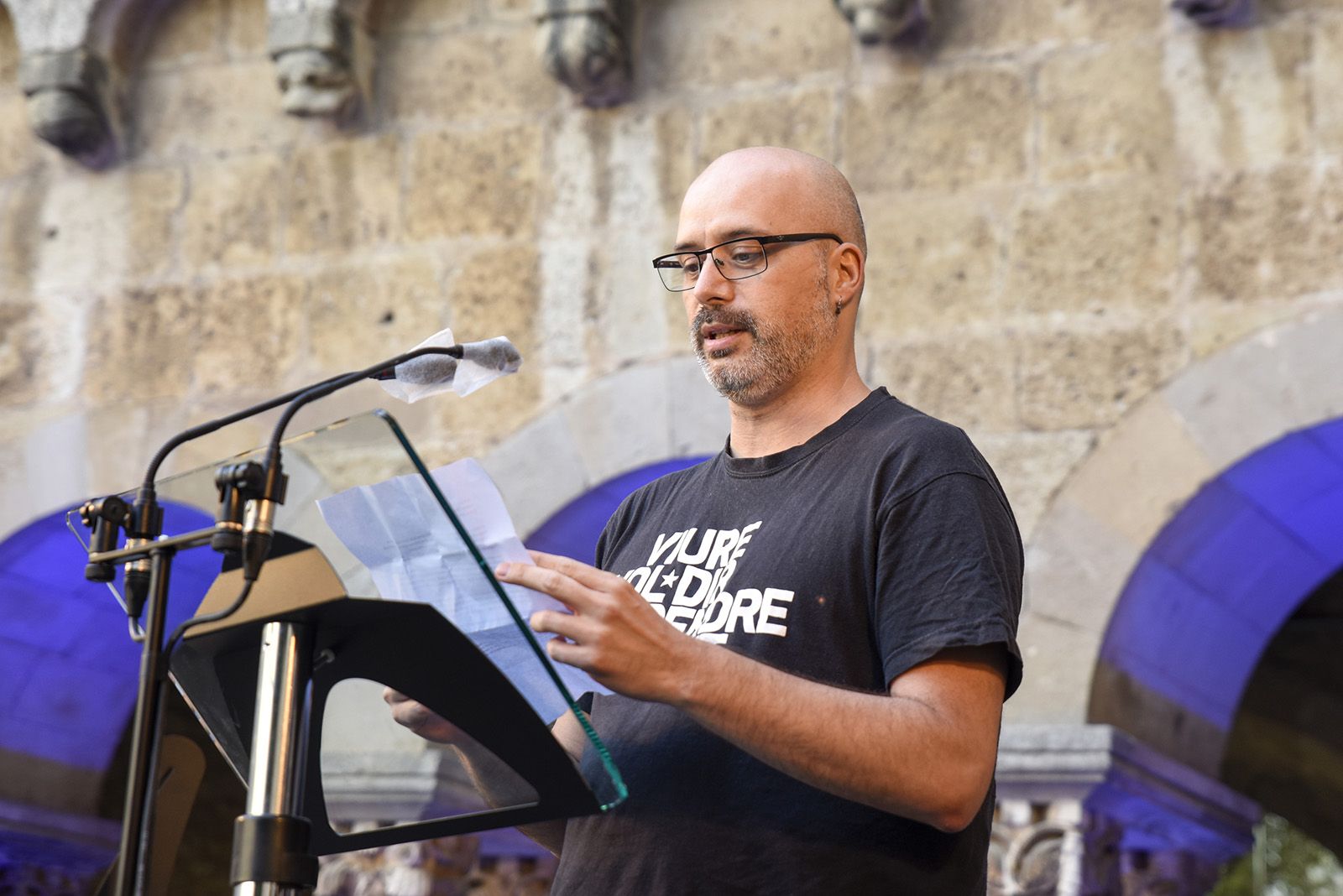 Record a Arcadi Oliveres. Foto: Bernat Millet.