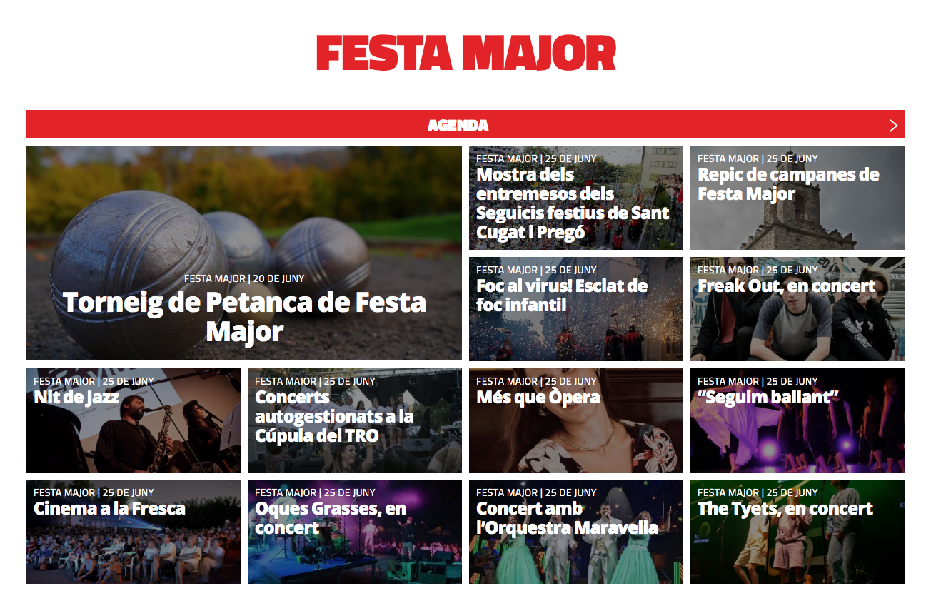 L'agenda de Festa Major del TOT Sant Cugat. 