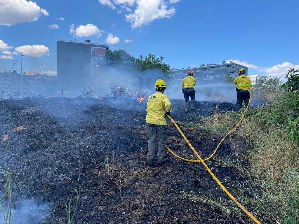 ADF i Bombers treballant per extingir el foc del Torrent dels Alous FOTO: ADF