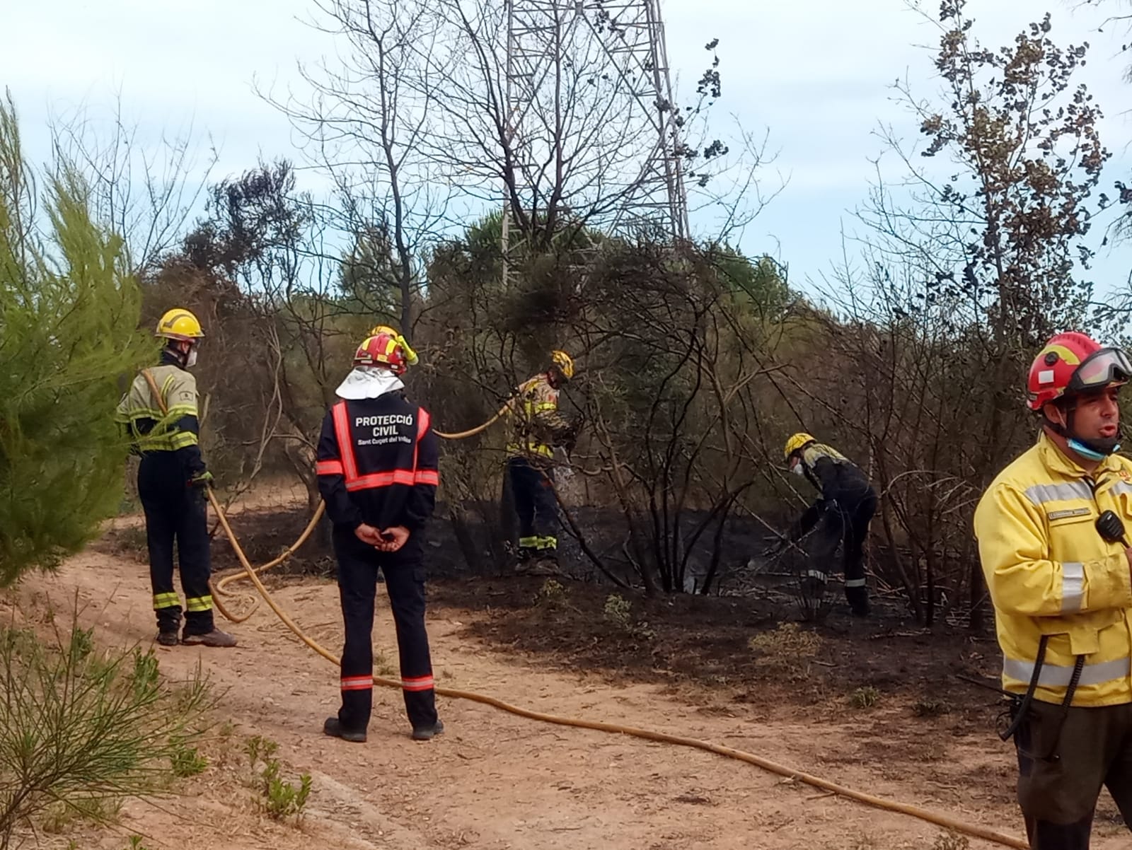 Moment que els cossos treballen amb el foc FOTO: Protecció Civil 