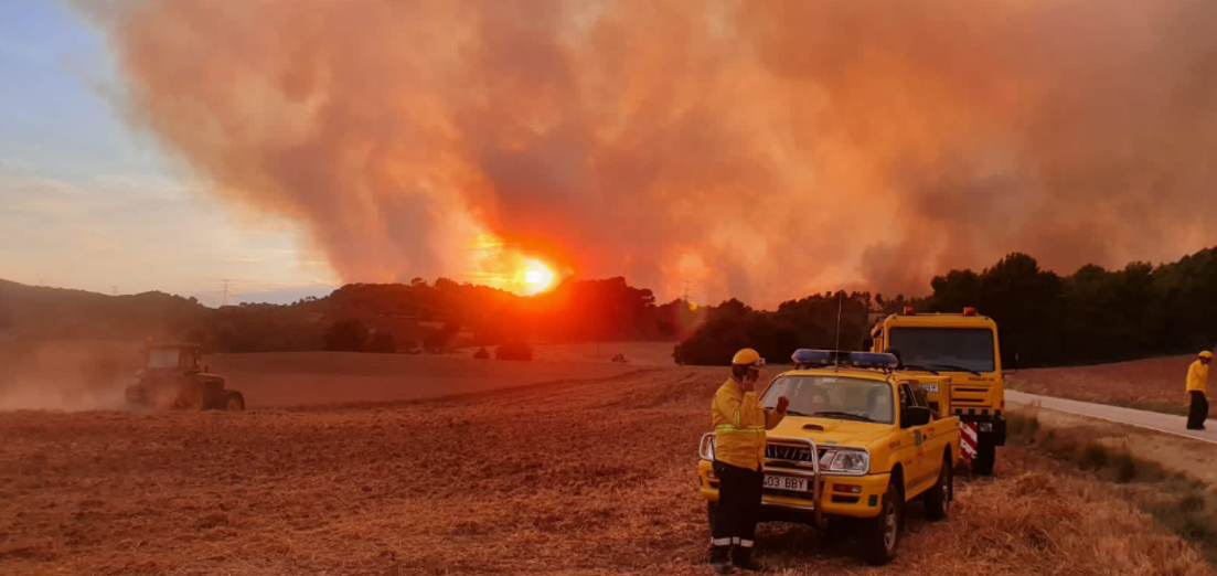 L'incendi de Santa Coloma de Queralt. FOTO: Twitter ADF Sant Cugat