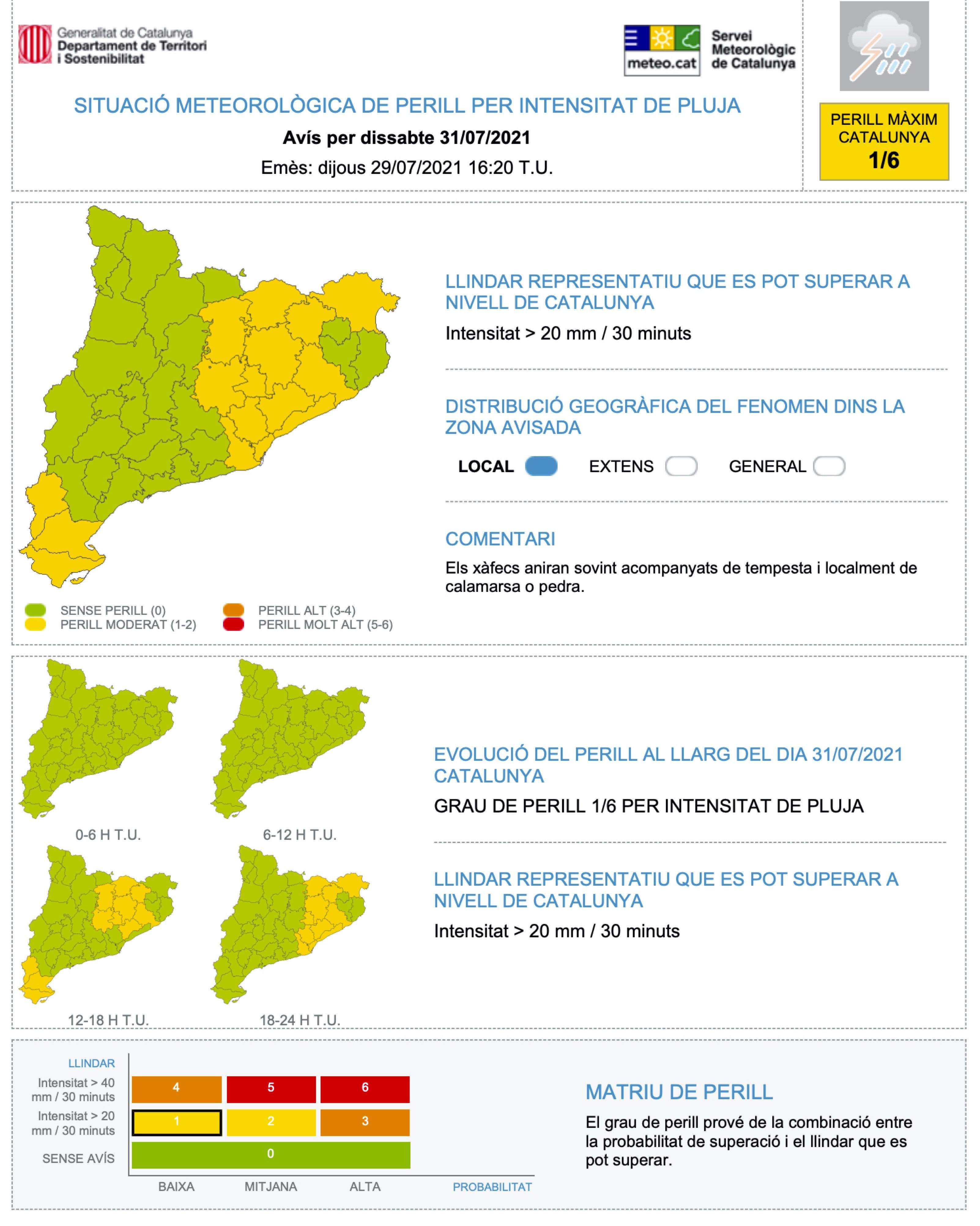 Perill de pluja a Sant Cugat