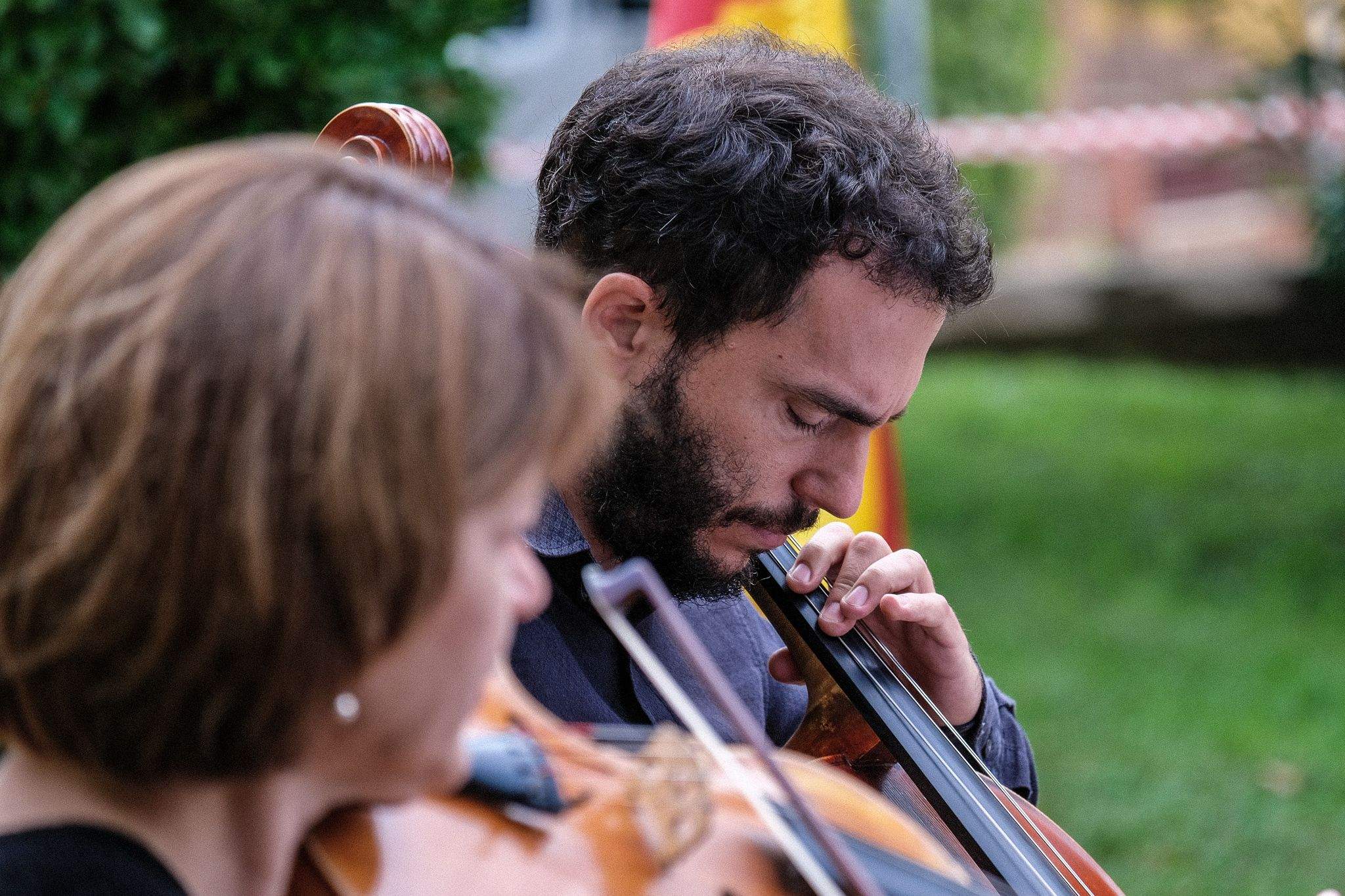 El Quartet Brossa a l'ofrena floral de les entitats i partits polítics durant la Diada Nacional de Catalunya. FOTO: Ale Gómez