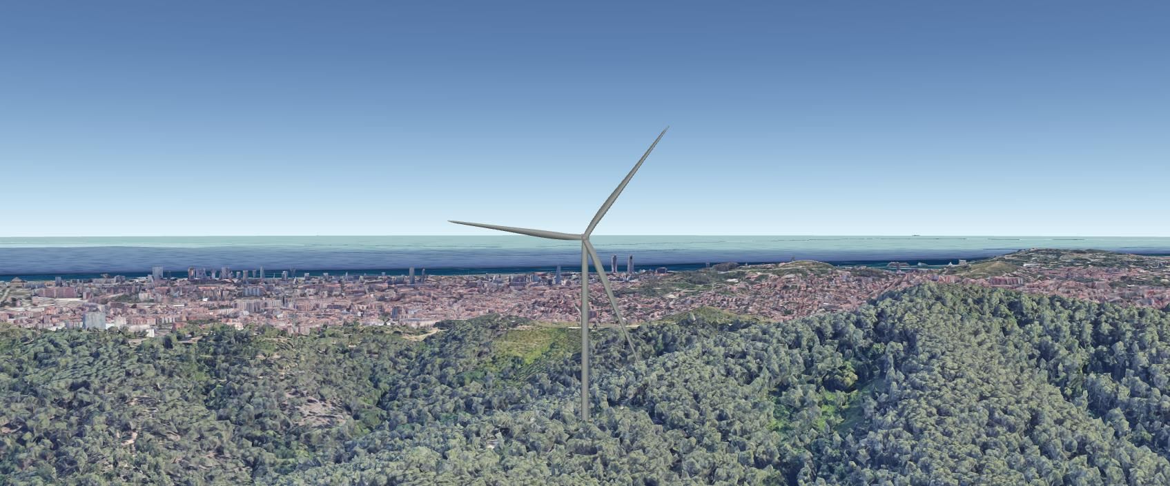 Imatge virtual creada per Viure de l'Aire d'un molí de vent a Collserola FOTO: Cedida