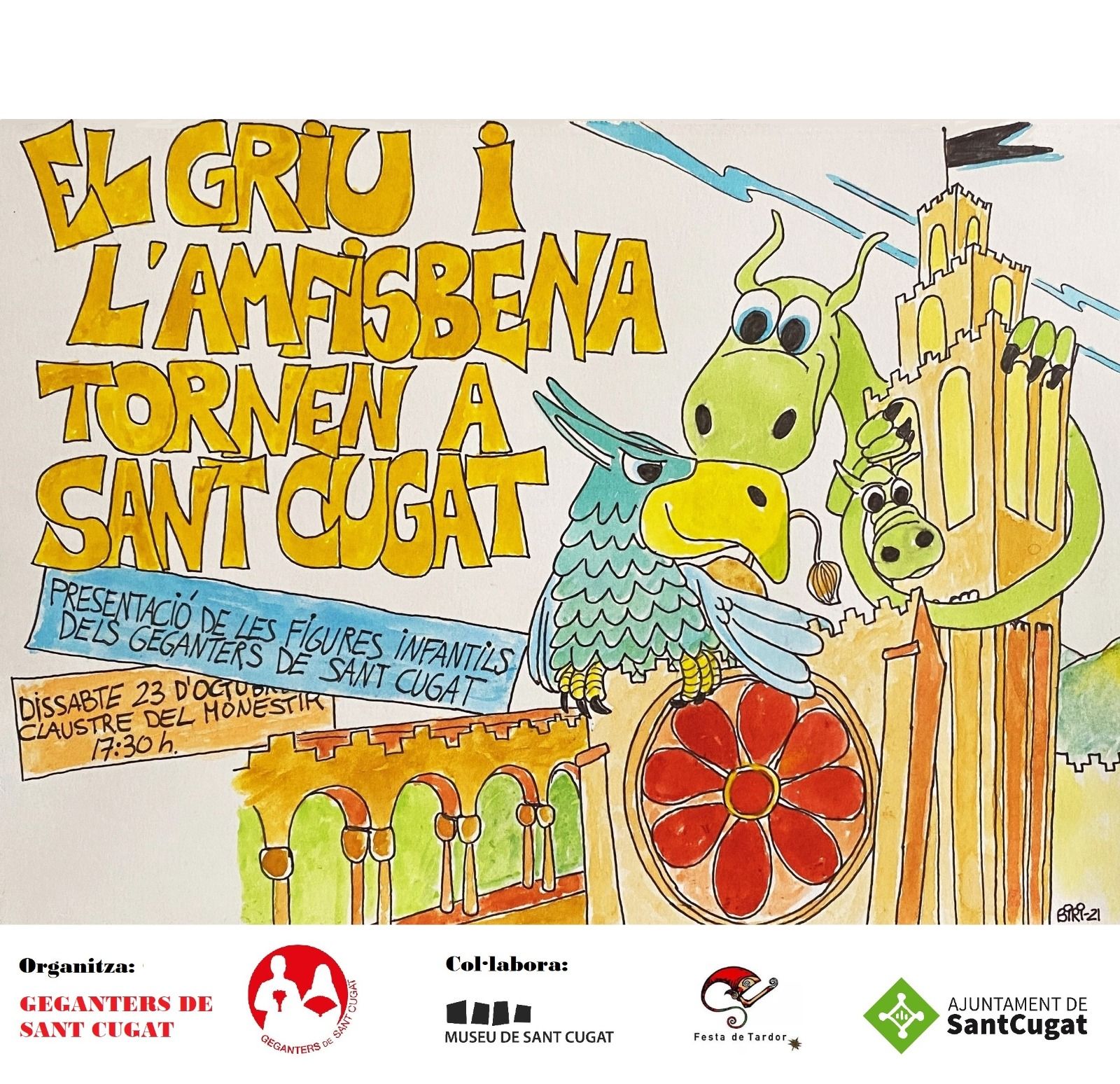Cartell promocional de la presentació del Griu i l'Amfisbena. FOTO: Gegants de Sant Cugat