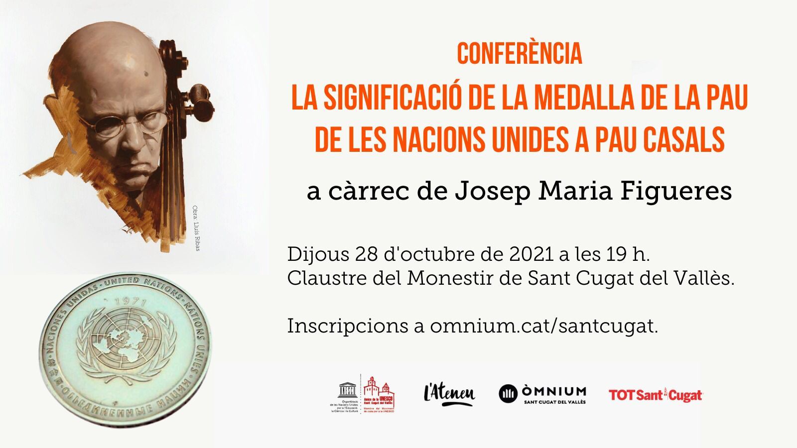 Cartell promocional de la conferència sobre Pau Casals. FOTO: Cedida