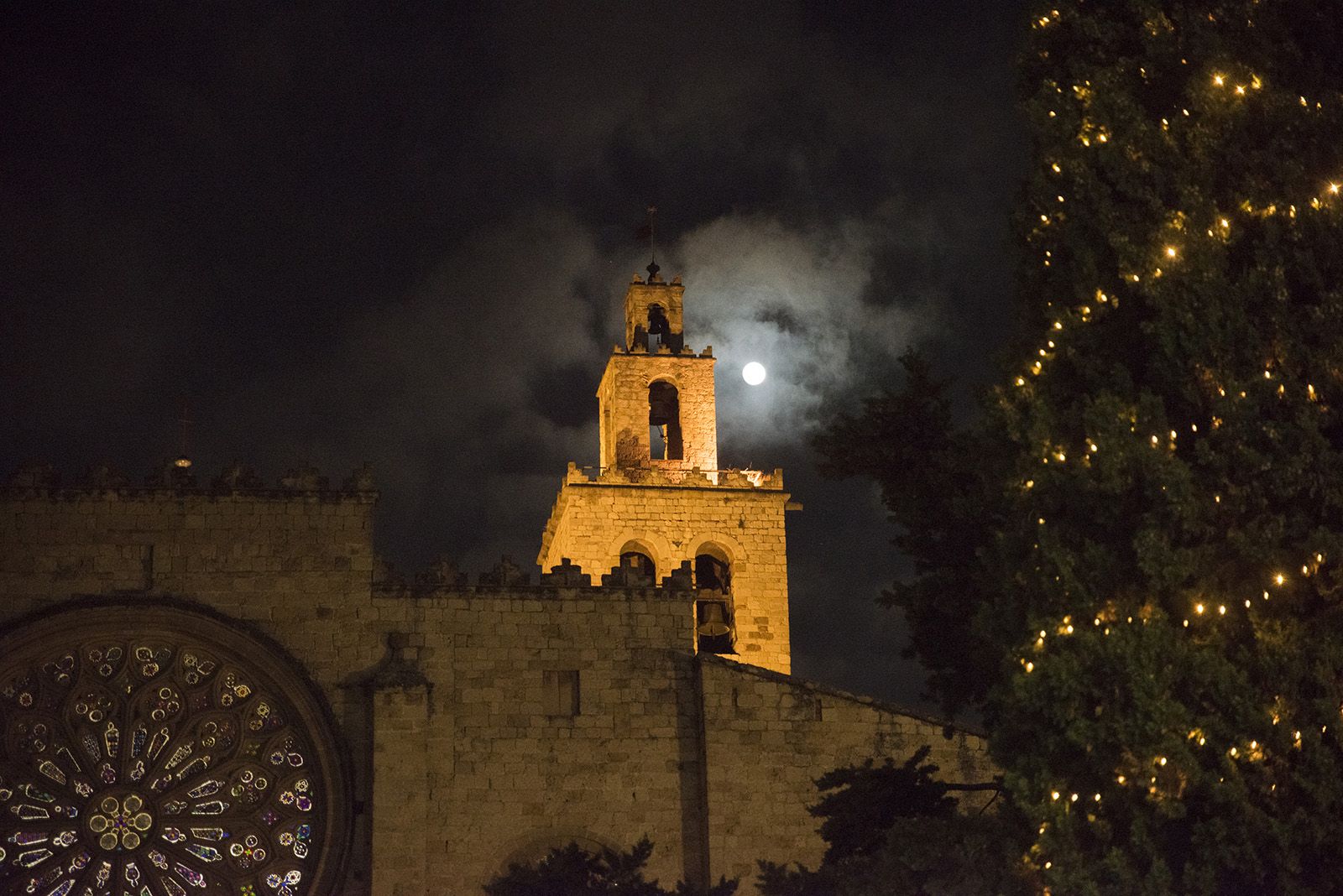 Les llums de Nadal il·luminen el Monestir FOTO: Bernat Millet 