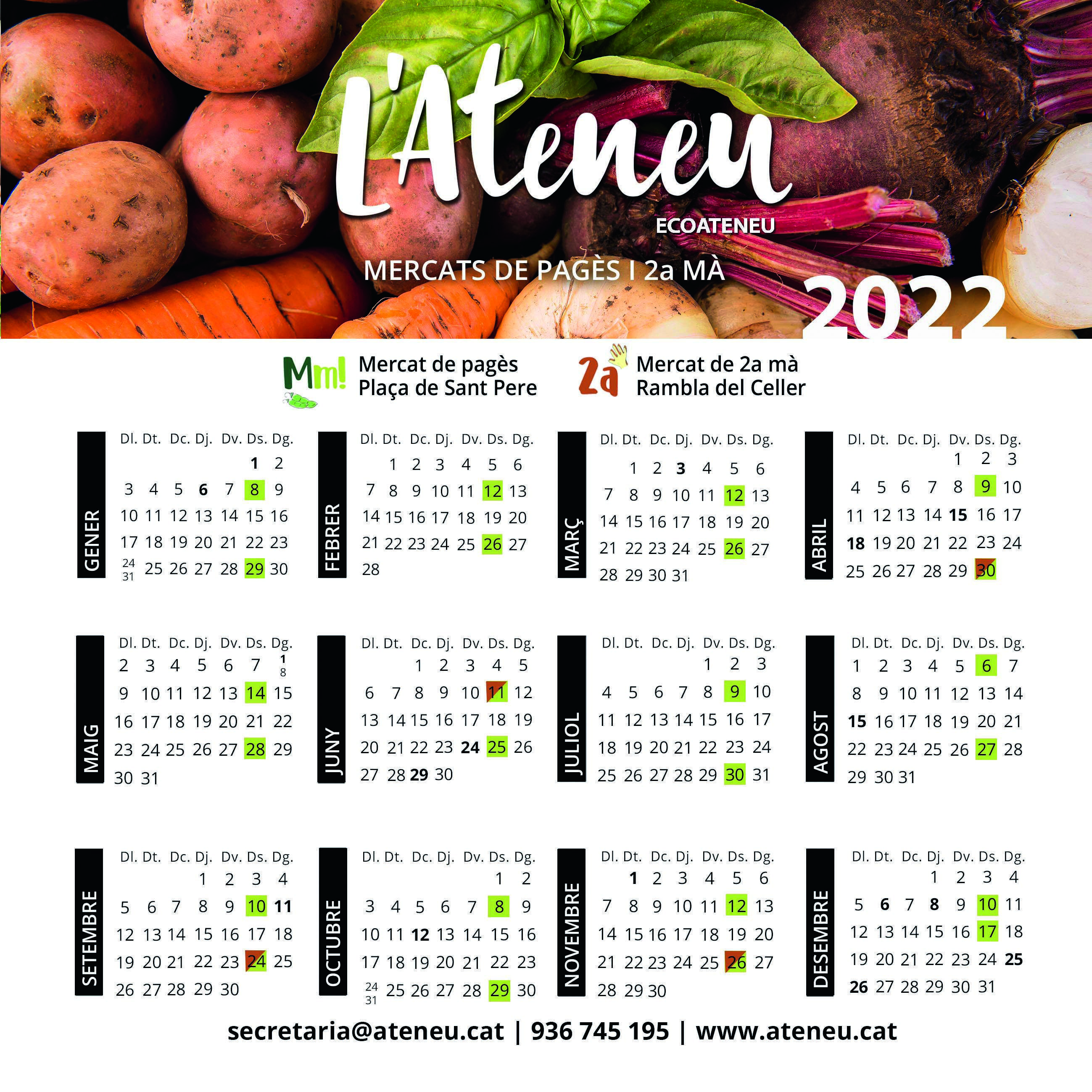 Calendari Mercat de Pagès. FOTO: Cedida.