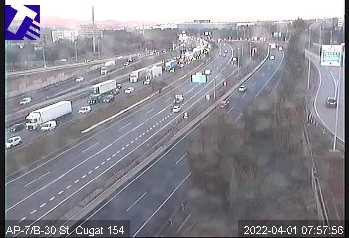 Retencions a l'AP-7 a Sant Cugat en direcció a Tarragona FOTO: Trànsit