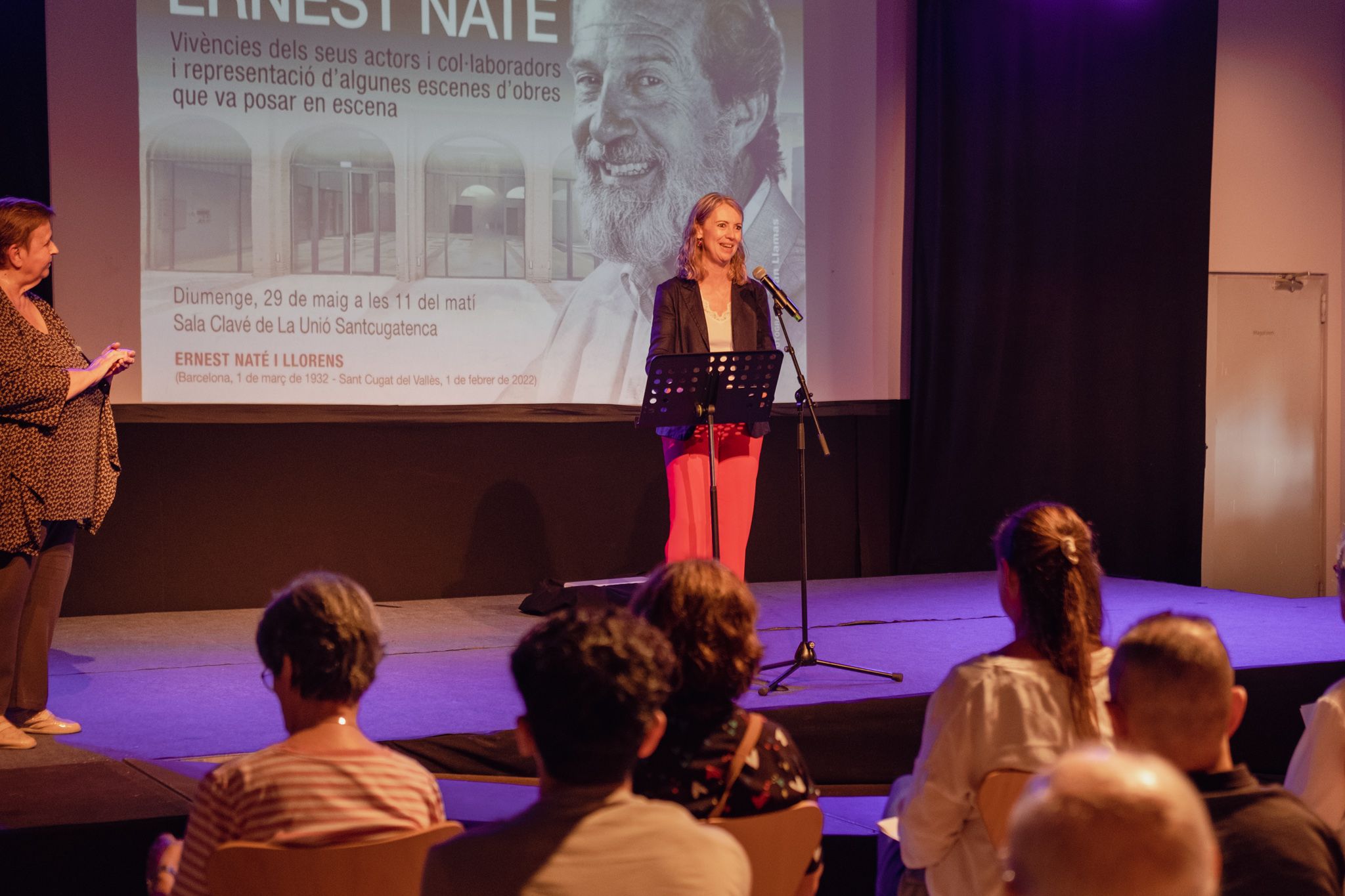 Dolors Vilarasau (esquerra) i Mireia Ingla (dreta) a l'Homenatge d'Ernest Naté. FOTO: Ale Gómez