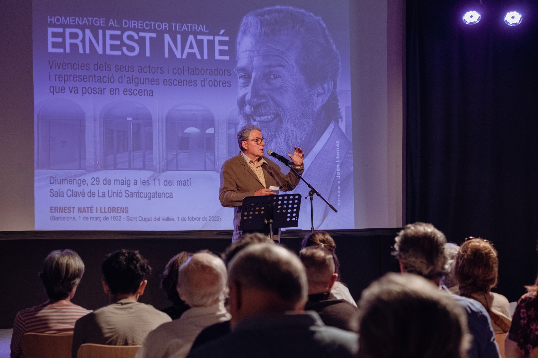 Xavier Fornells, comunicador, a l'Homenatge d'Ernest Naté a la Sala Clavé de la Unió Santcugatenca. FOTO: Ale Gómez