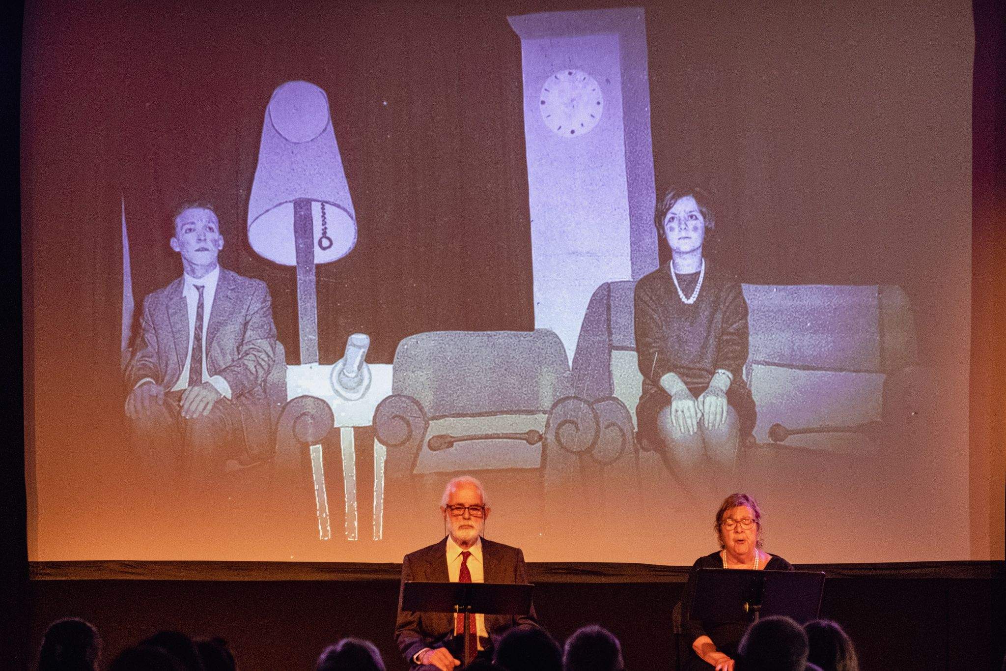 Pere Codó i Montserrat Español a l'homenatge d'Ernest Naté a la Sala Clavé de la Unió Santcugatenca. FOTO: Ale Gómez