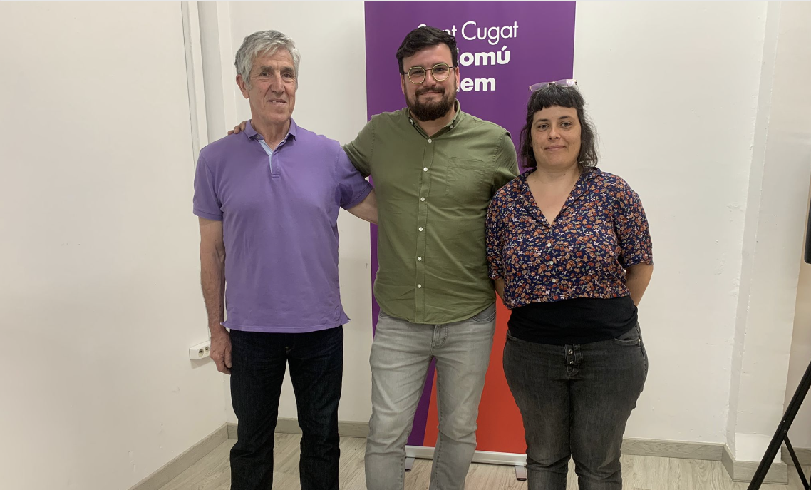Américo Ologaray, coordinador de Podem Sant Cugat, Ramon Gutiérrez, coordinador d'en Comú Podem i Aina Balada, membre d'en Comú Podem FOTO. Àgata Guinó