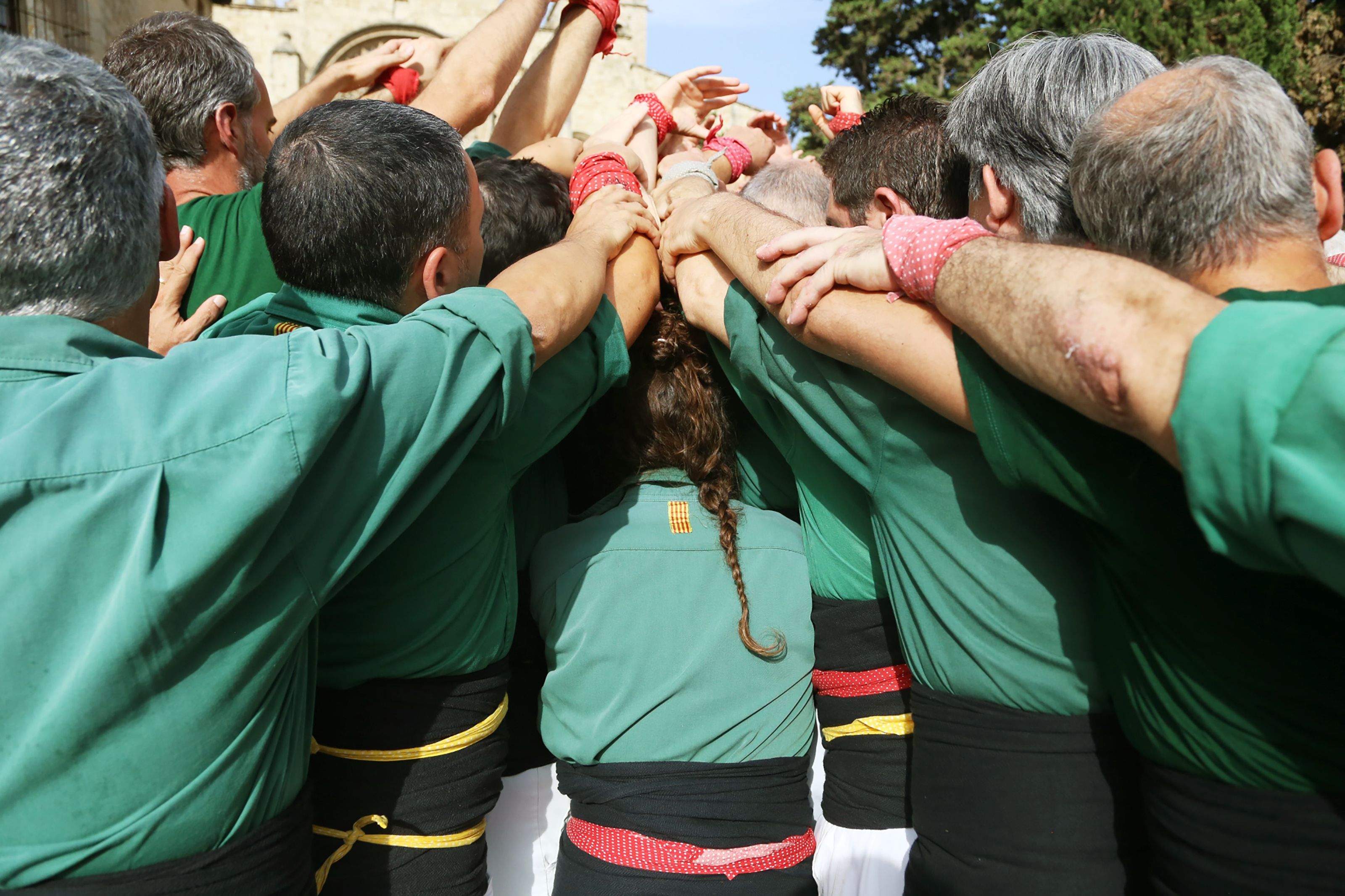 Els Castellers de Sant Cugat en la XXV diada castellera de Festa Major. FOTO: Anna Bassa