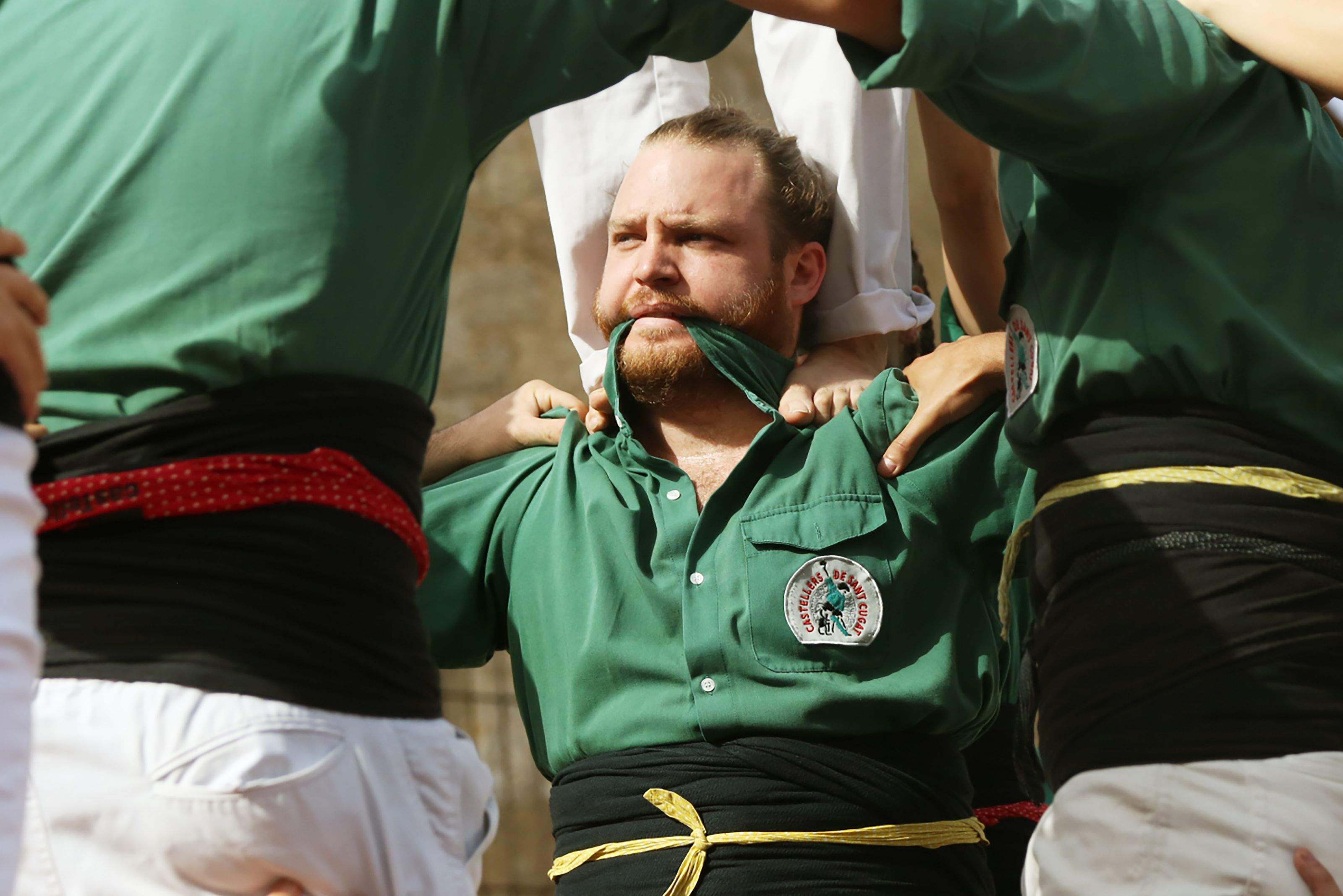 Els Castellers de Sant Cugat en la XXV diada castellera de Festa Major. FOTO: Anna Bassa