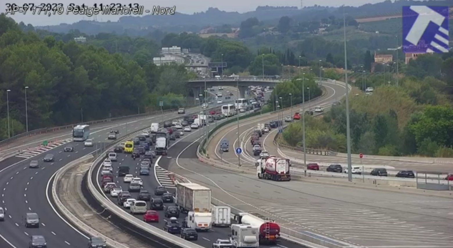 Imatge de Trànsit de les retencions a l'AP7. FOTO: Trànsit