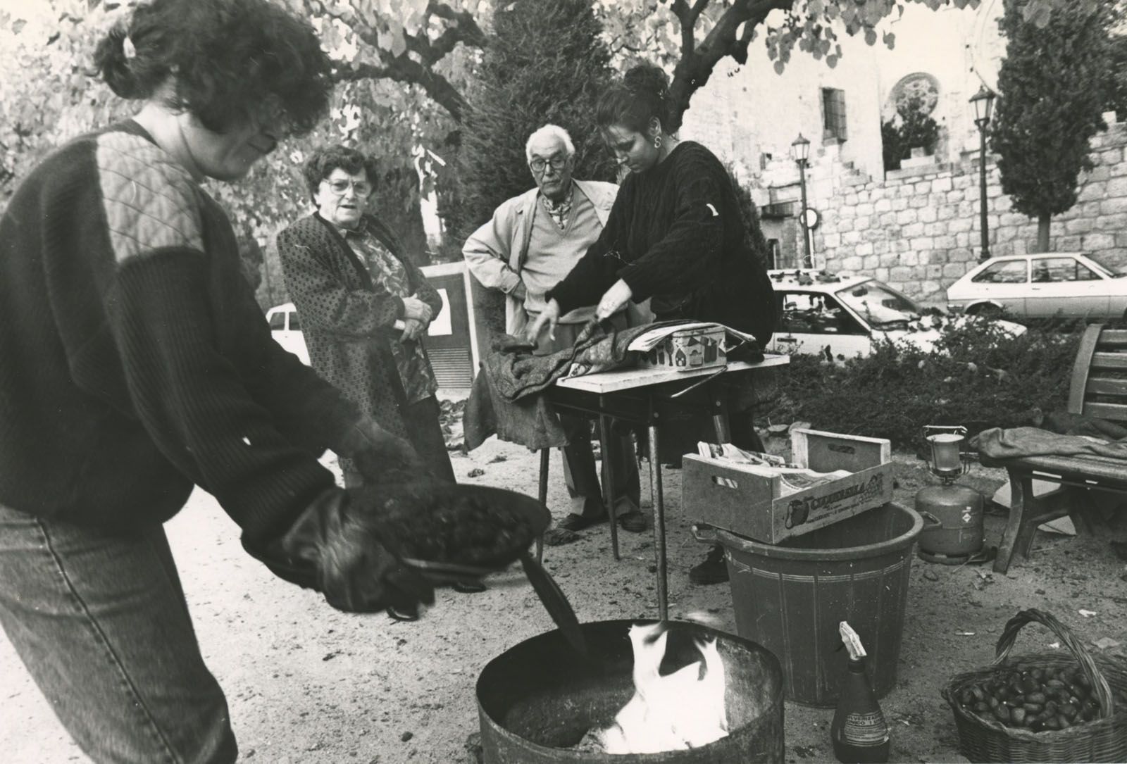 La parada de castanyes de Lupe Díaz l'any 1992. FOTO: Mané Espinosa