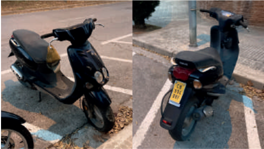 Moto abandonada a Sant Cugat. FOTO: Cedida