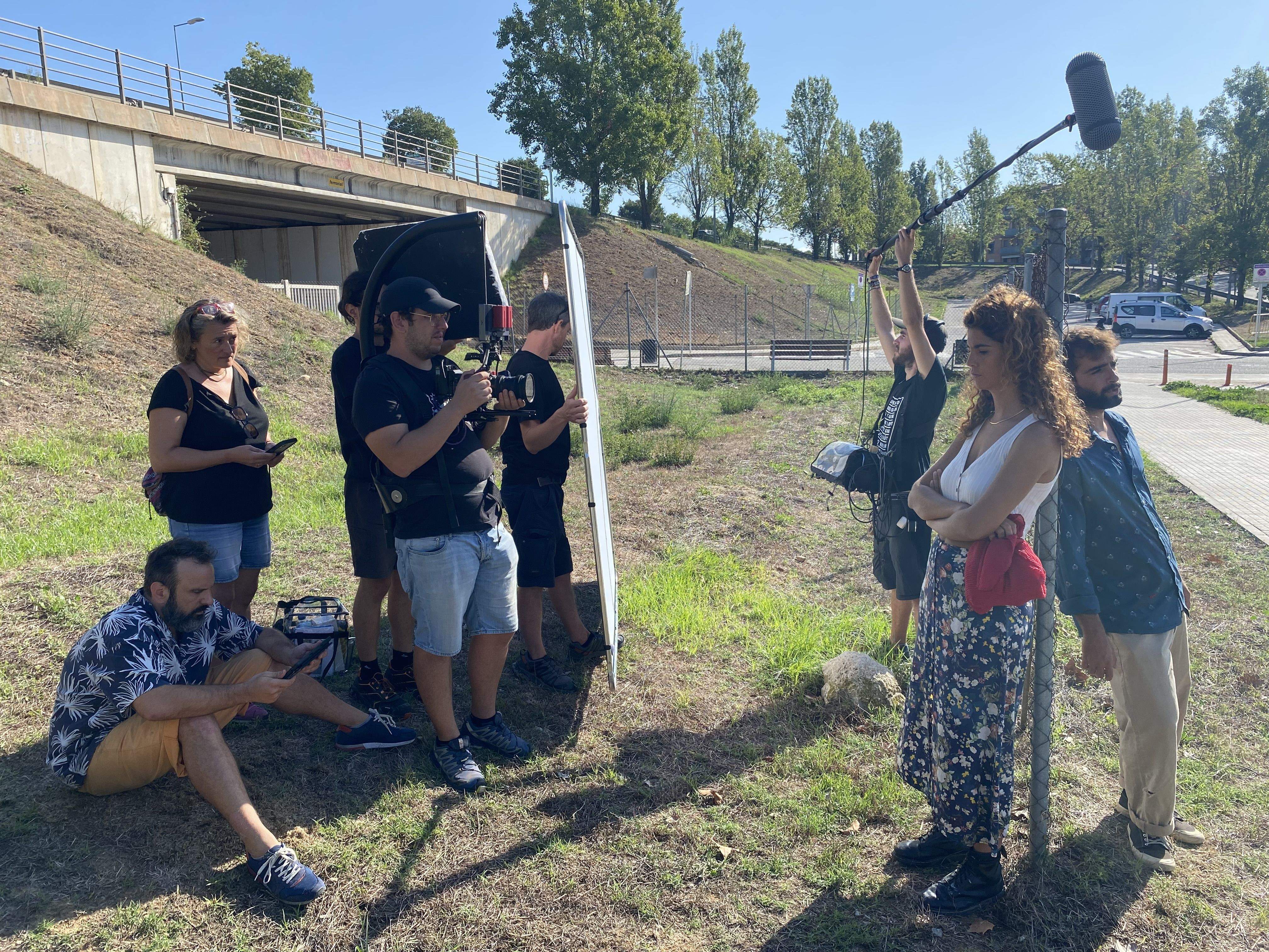 El pont de l'avinguda de Can Vulpelleres amb la Ronda Nord també va ser escenari audiovisual. FOTO: Cedida