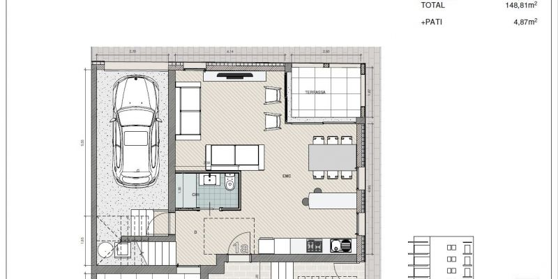 Plànol de la planta baixa de la casa adosada del centre de Sant Cugat de la immobiliària Tecnocasa. FOTO: Cedida