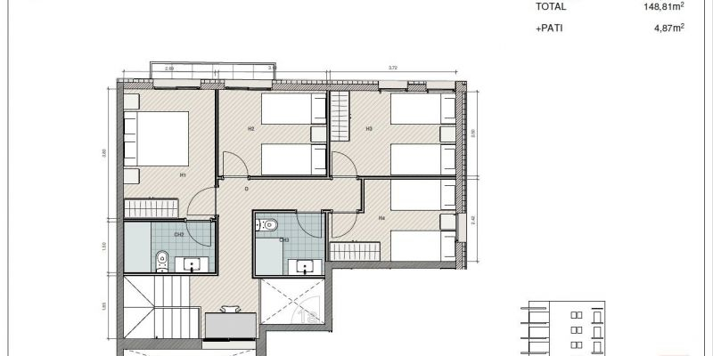 Plànol de la primera planta de la casa adosada del centre de Sant Cugat de la immobiliària Tecnocasa. FOTO: Cedida