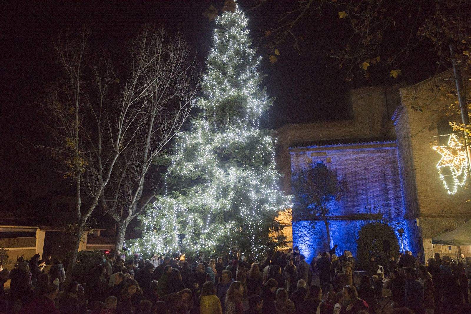 Encesa de l'arbre de Nadal de Valldoreix. FOTO: Bernat Millet.