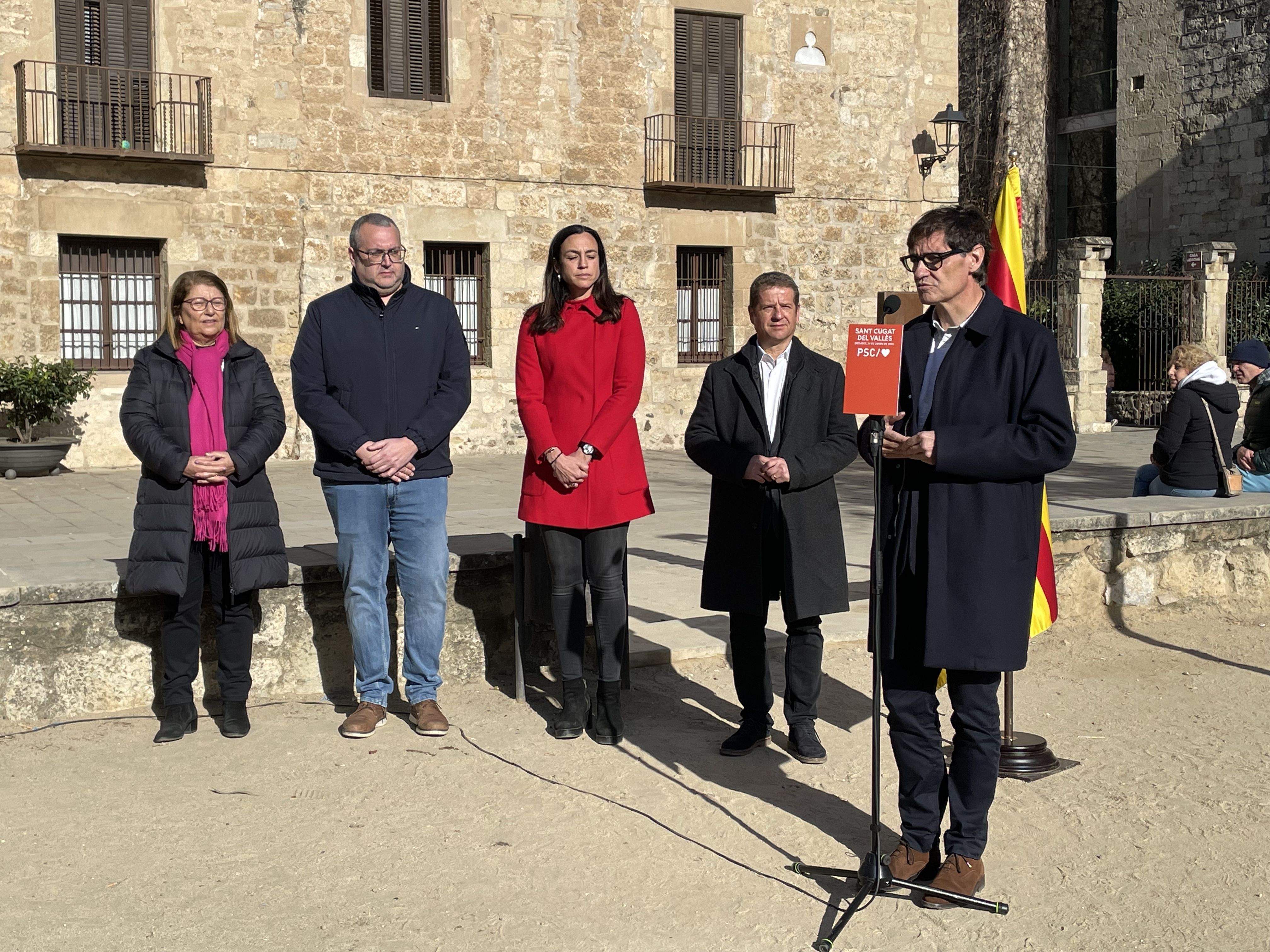 Els 4 regidors del PSC a Sant Cugat amb Salvador Illa (dreta) FOTO: Àgata Guinó