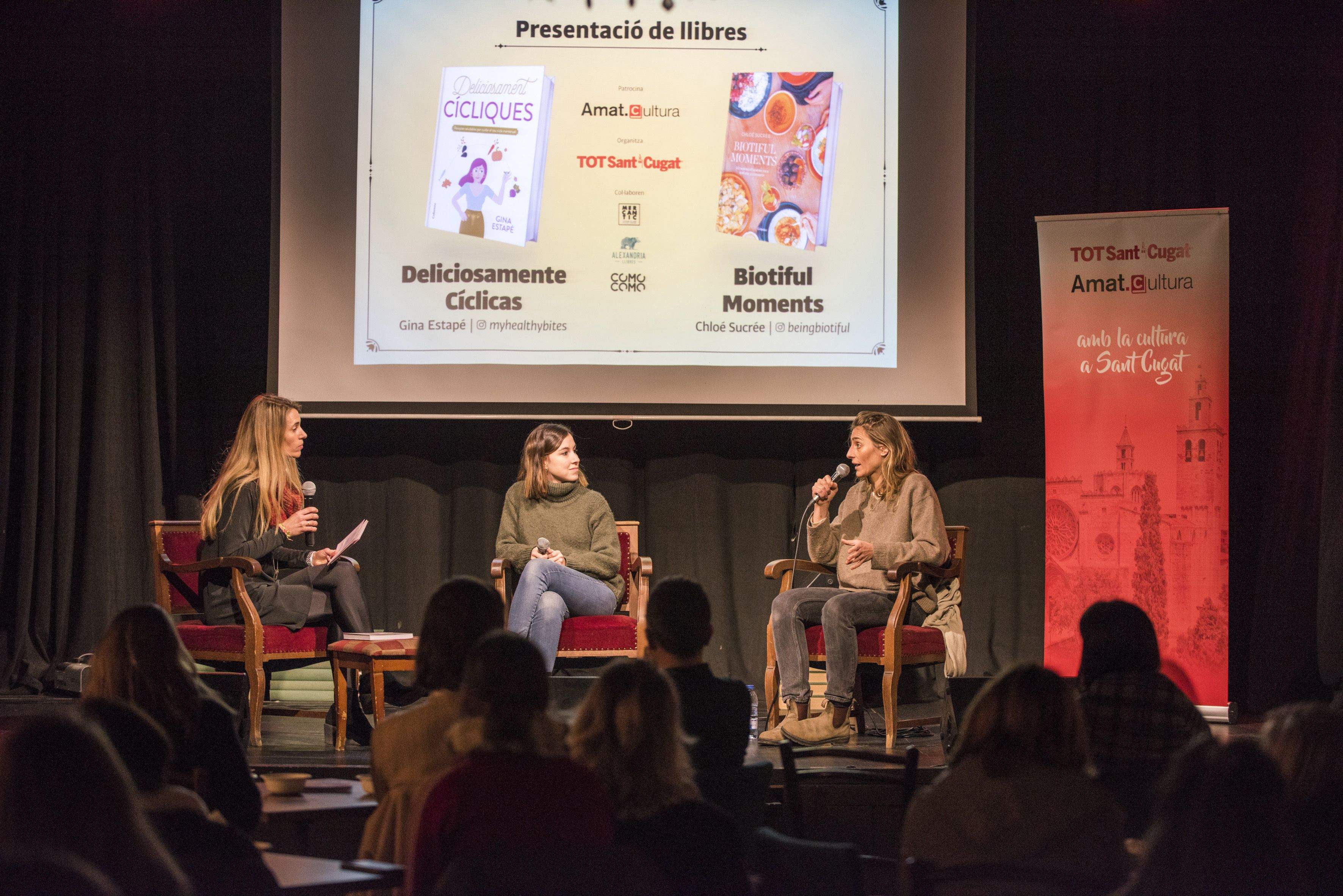 Les escriptores santcugatenques Gina Estapé i Chloé Sucrée presenten els seus llibres a El Siglo. FOTO: Bernat Millet.