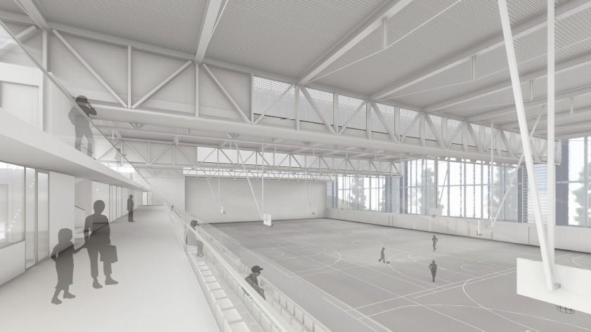 Simulació de l'interior del pavelló que es volia construir a l'avinguda de les Roquetes. FOTO: Cedida