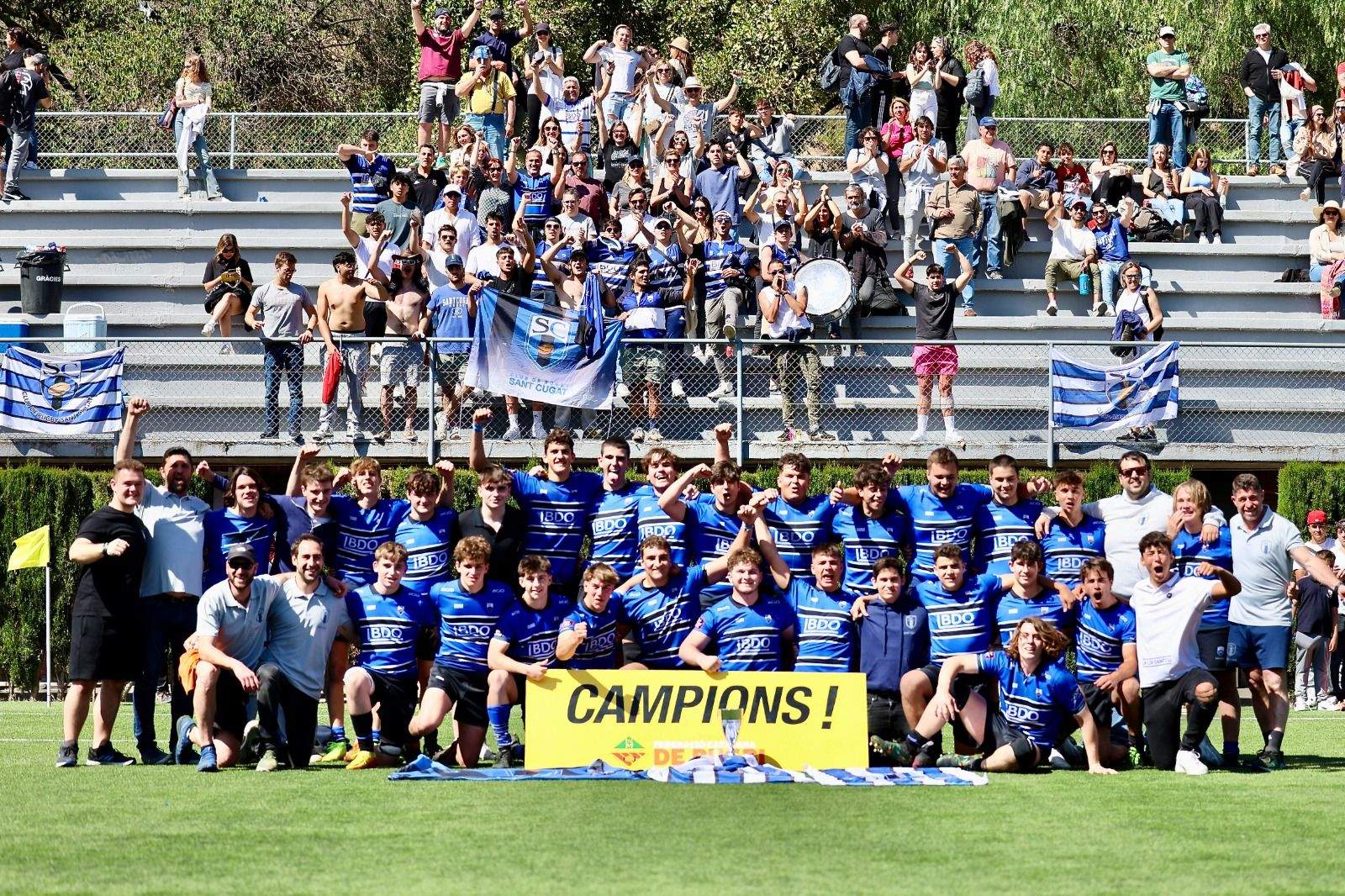 Els 2 equips del Club de Rugby Sant Cugat van guanyar la final vers la UE Santboiana. FOTO: Cedida