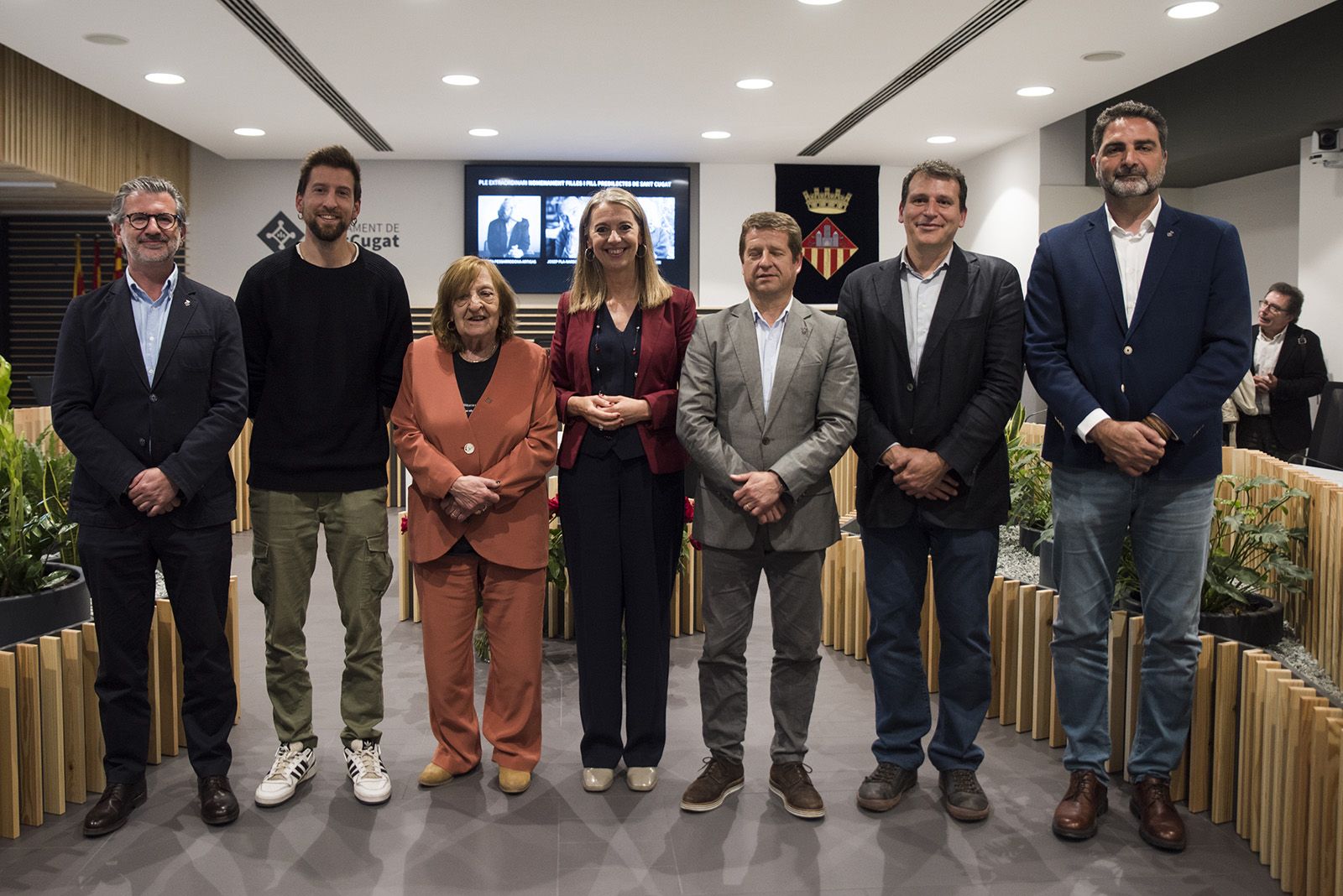 Nomenament com a fills predilectes de Sant Cugat de Marta Pessarrodona, Josep Pla Narbona i Àngels Ribé. FOTO: Bernat Millet.