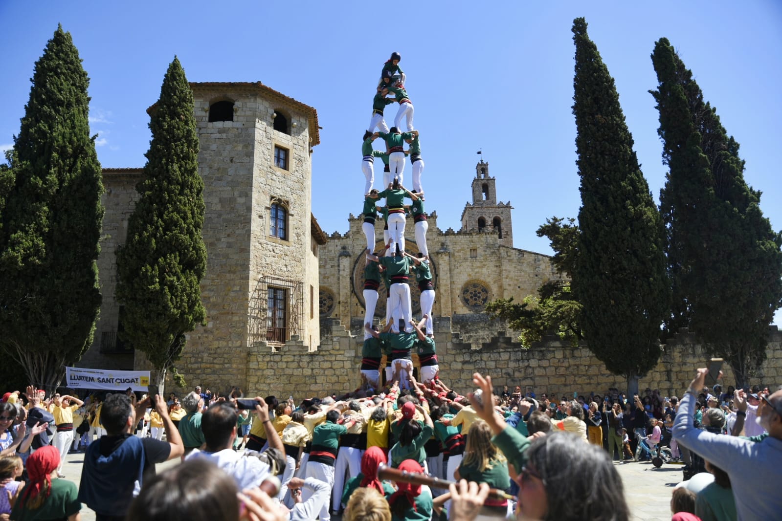 Els Castellers de Sant Cugat en la diada de Sant Ponç. FOTO: Bernat Millet