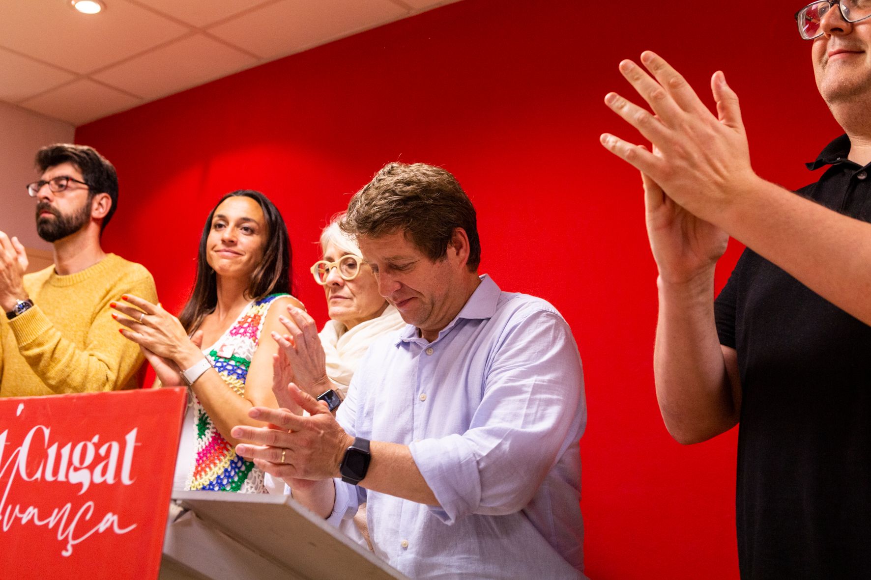 Pere Soler (PSC) durant la nit electoral a Sant Cugat FOTO: Maria Canamasas