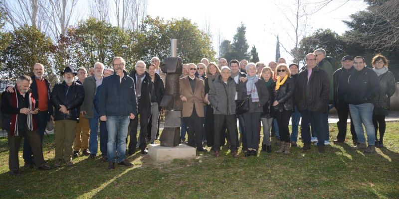 Extreballadors de Delphi l'any 2018 a l'acte d'inauguració de l'escultura dedicada a l'empresa. FOTO: Arxiu Municipal