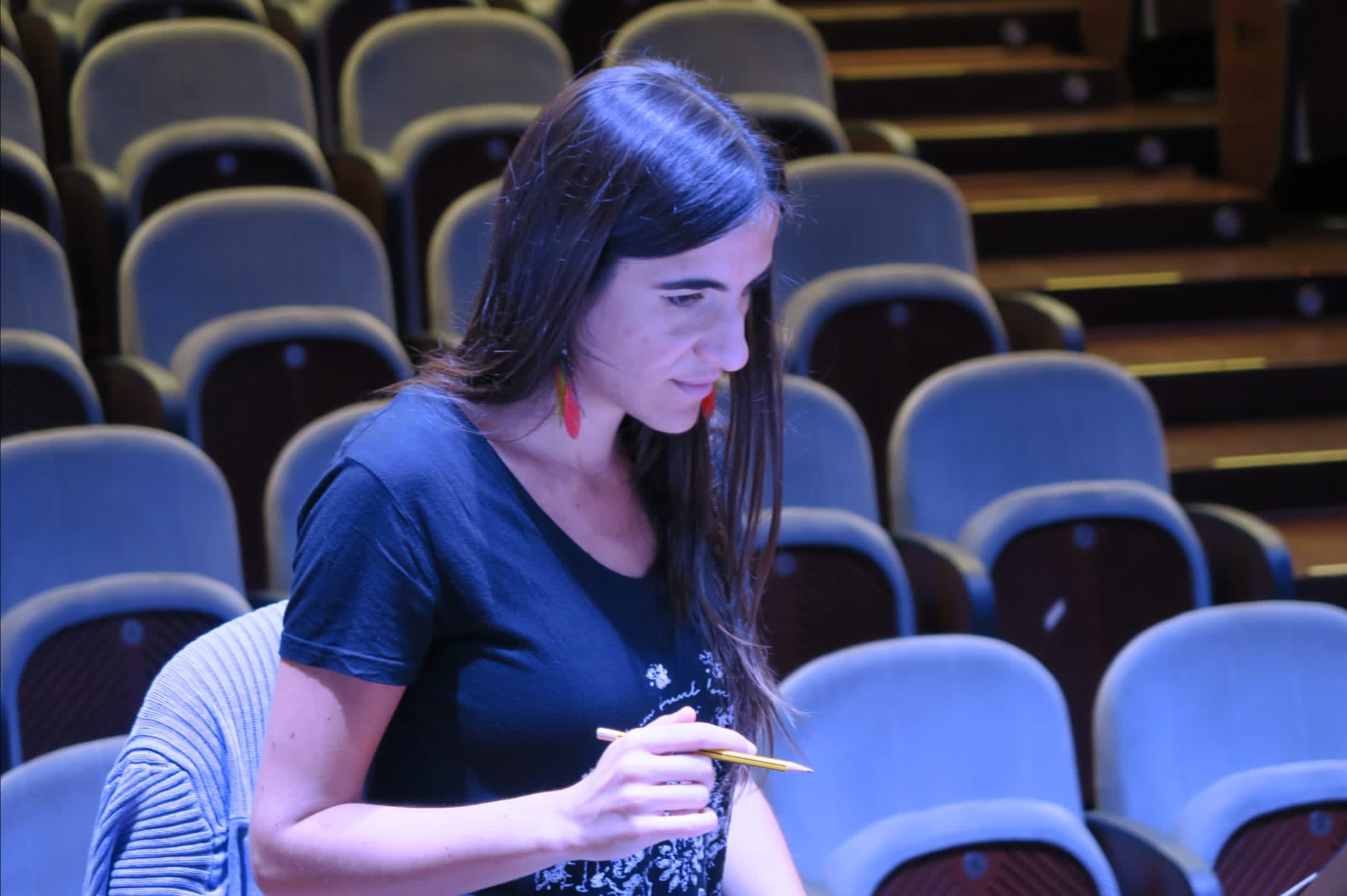 Anna Campmany a l'enregistrament de la cantata. FOTO: Cedida