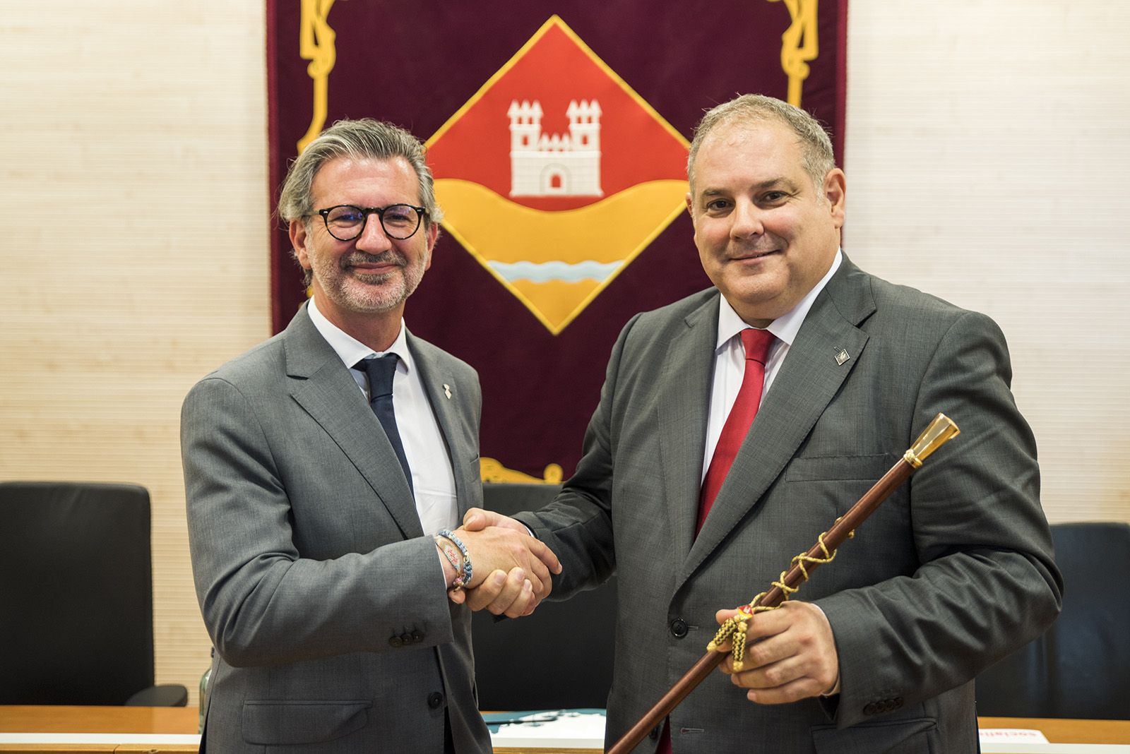 Juanjo Cortés, nou president de la EMD de Valldoreix i Josep Maria Vallès alcade de Sant Cugat del Vallès. FOTO: Bernat Millet.