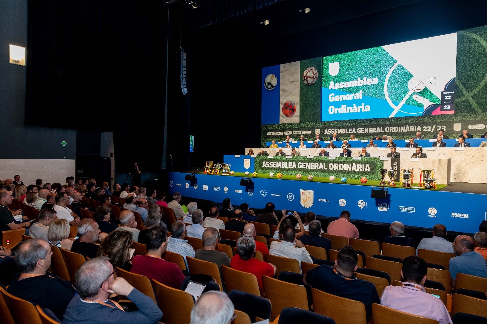 L'Assemblea General Ordinària de la Federació Catalana de Futbol va tenir lloc al Teatre-Auditori de Sant Cugat. FOTO: Cedida