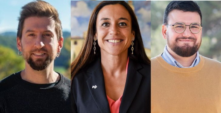 Marco Simarro, Elena Vila i Ramon Gutiérrez, portaveus de la CUP, PSC i En Comú Podem (d'esquerra a dreta). FOTO: Cedida