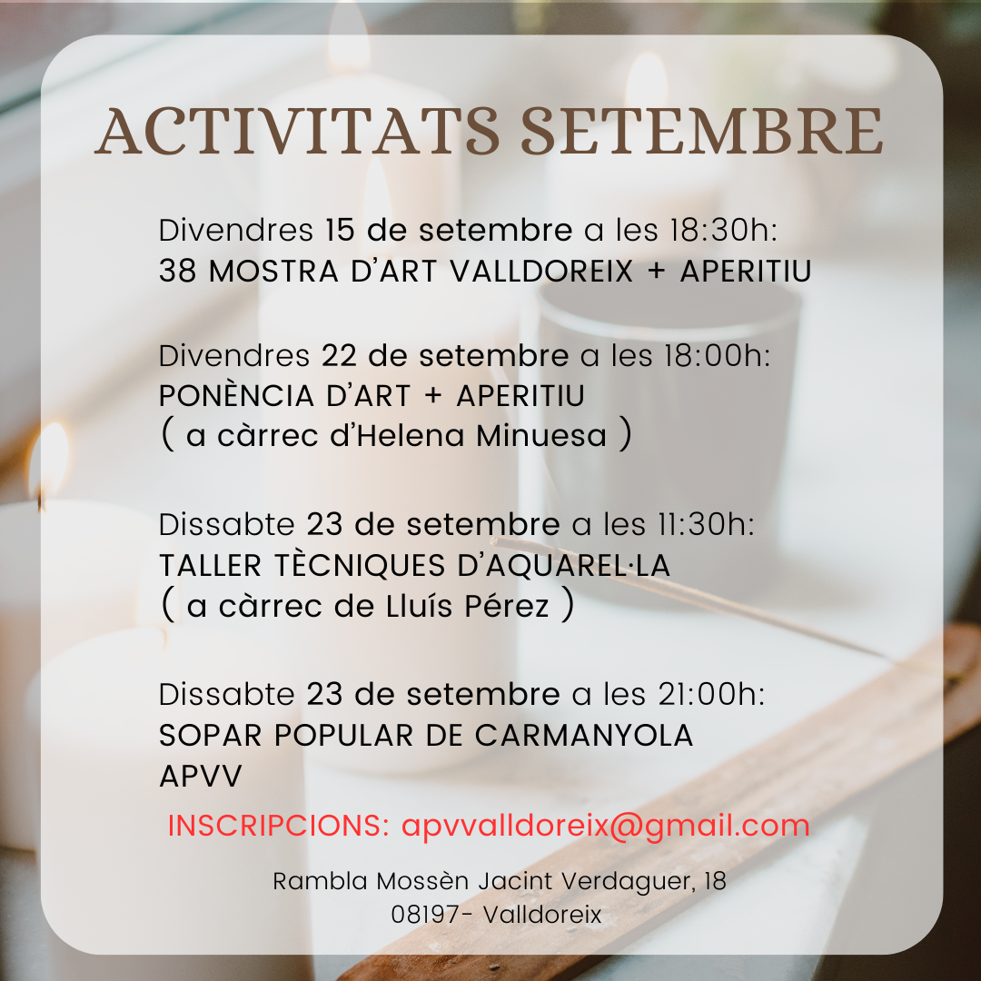 PROPERES ACTIVITATS SETEMBRE 3   APVV APVV