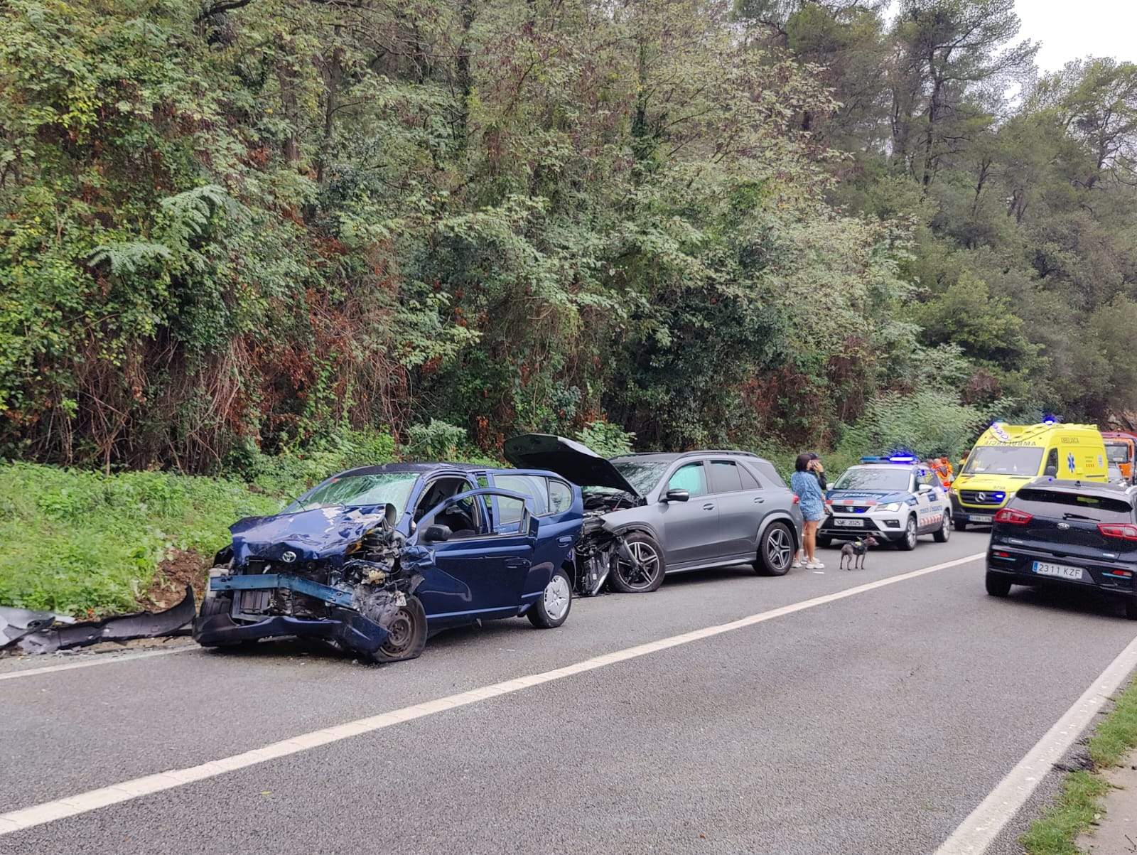 Un  accident frontal a la carretera de l'Arrabassada. FOTO: Bernat Millet