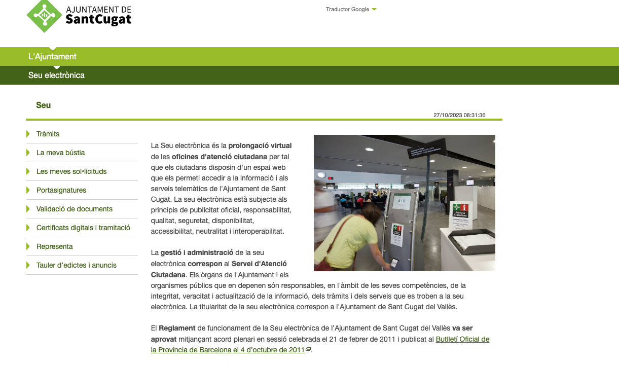 La seu electrònica de l'Ajuntament de Sant Cugat 