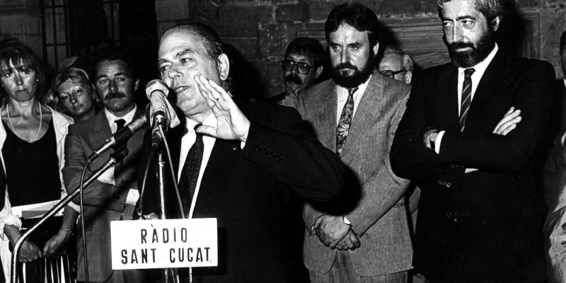 Jordi Pujol amb l’alcalde, Oriol Nicolau, inaugura la Biennal. 1986. FOTO: Cedida