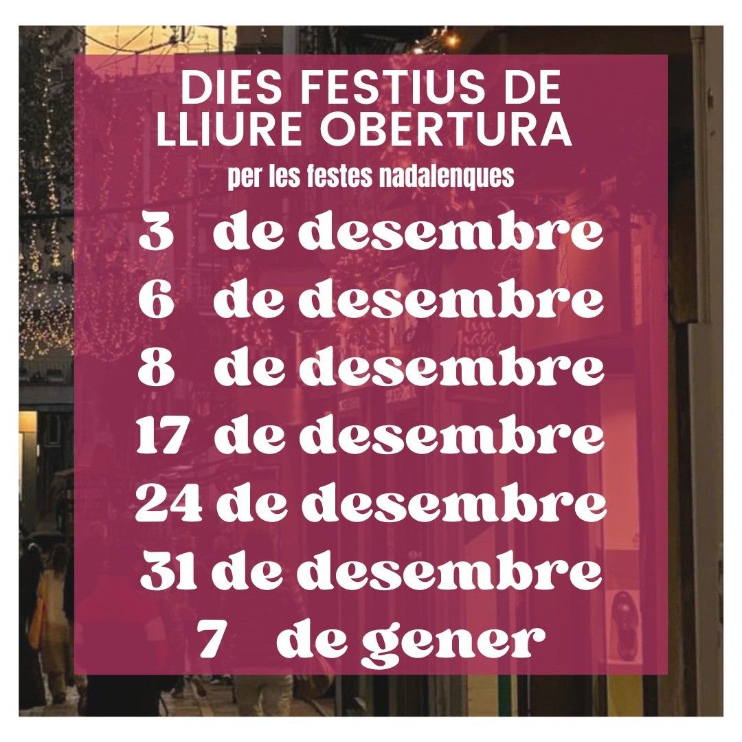 Festius amb comerços oberts desembre 2023