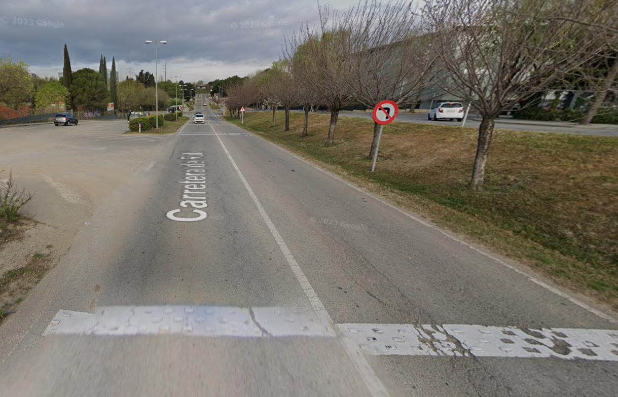 El tram de la carretera de Rubí del nou projecte del carril bici FOTO: Google Maps