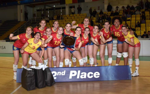 Inés Victory, Maria Brun i Zoi Mavrommatis van participar en la medalla d'Espanya en el WEVZA sub-20 de voleibol. FOTO: RFEVB