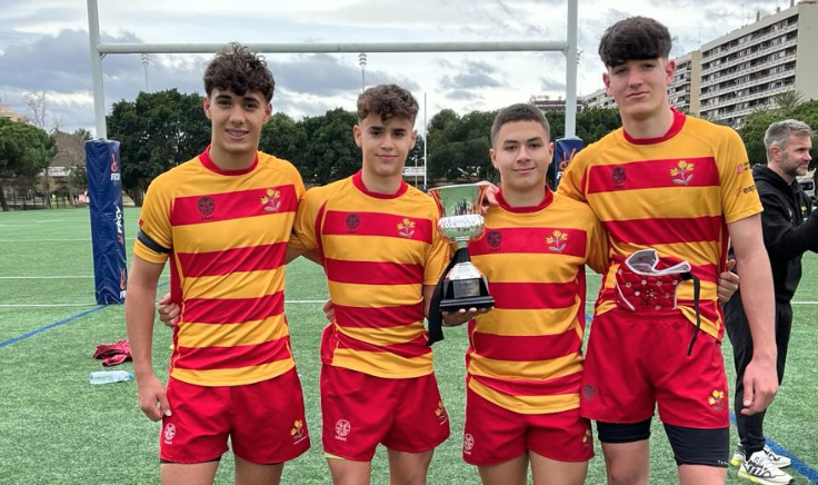 Els jugadors del Club de Rugby Sant Cugat que van aconseguir el títol amb Catalunya. FOTO: Cedida